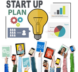 Wall Mural - Startup Goals Growth Success Plan Business Concept
