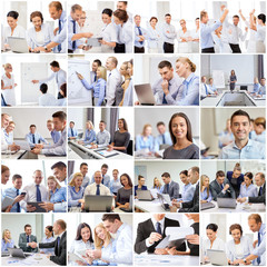 Poster - collage with many business people in office