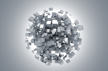 Wall Mural - Abstract 3d rendering of white cubes.