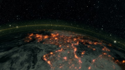 Wall Mural - planet earth at night with space background