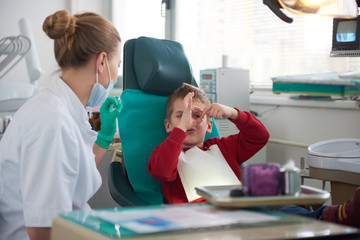 Wall Mural - Young boy in a dental surgery