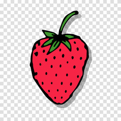 Leinwandbilder - Strawberry sketch on transparent background for your design
