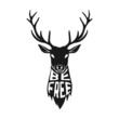 Concept silhouette of deer head with text inside on white