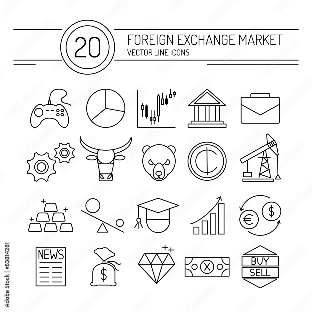 Forex Line Icons Stock Vector | Adobe Stock