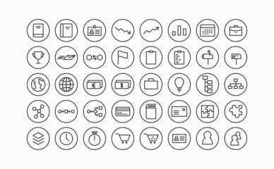 Geschäftswelt und Business Thin Line Icon Set