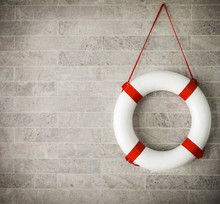White And Red Lifebuoy At Background