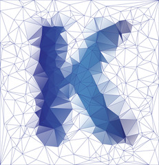 Wall Mural - Abstract Frozen letter K low poly design