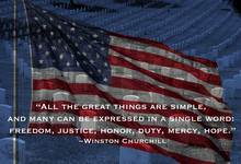 Flag, Fort Rosecrans National Cemetery, And Churchill Quote