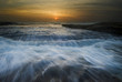 Rushing waves seascape sunrise
