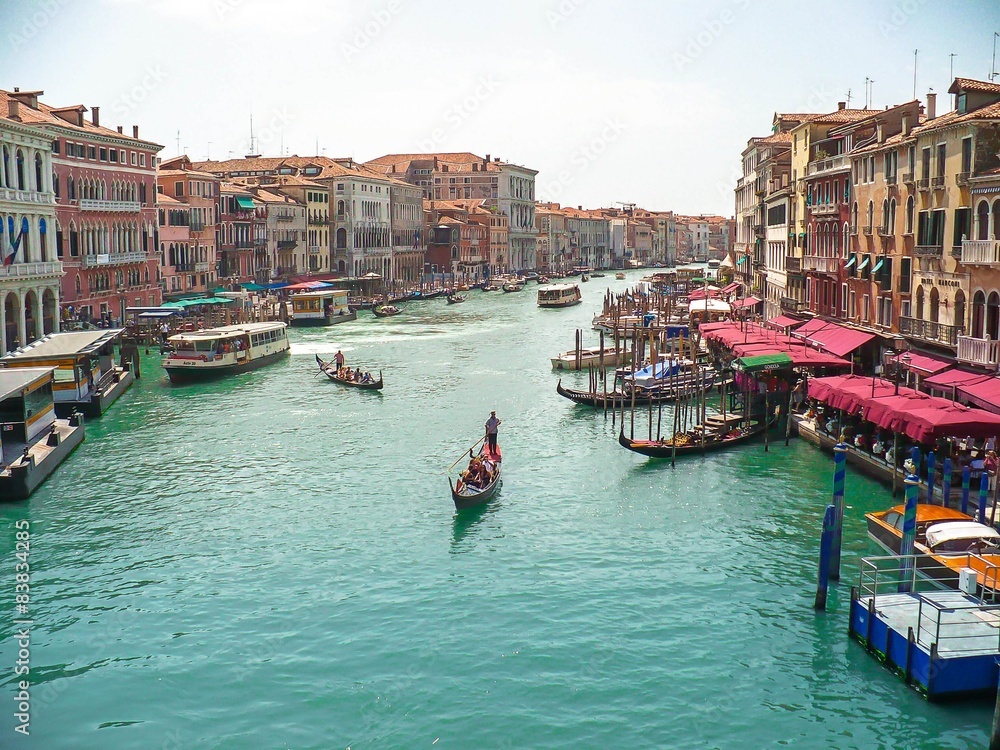 Obraz na płótnie Włochy, Wenecja - widok z mostu Rialto na kanał grande w salonie