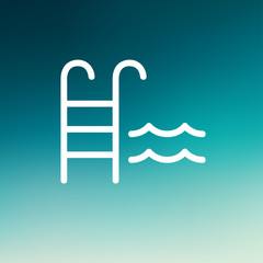 Poster - Swimming pool ladder thin line icon