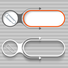 Two abstract frames with arrows and paper clip