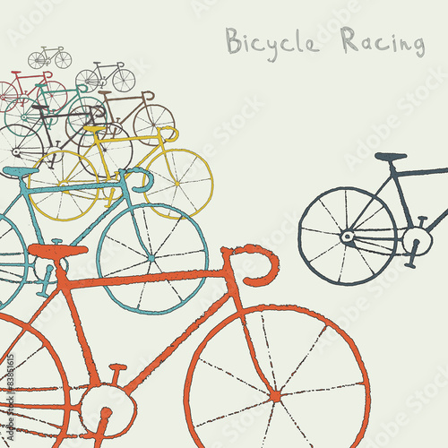 Obraz w ramie Colored bikes