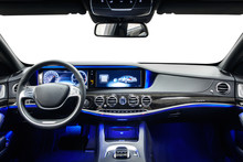 Car Interior Dashboard Black With Blue Ambient Light