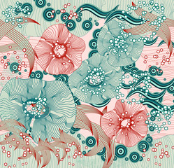  Abstract floral background. Vector abstract flowers 