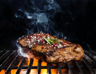 Wall Mural - Beef steak on grill