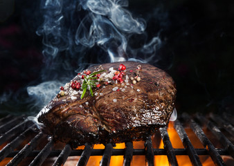 Beef steak on grill