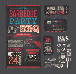 Wall Mural - Barbecue party BBQ template menu design set. name card, gift vou