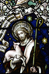 Canvas Print - Jesus Christ the Good Shepherd in stained glass