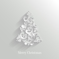 Wall Mural - absrtact floral christmas tree background