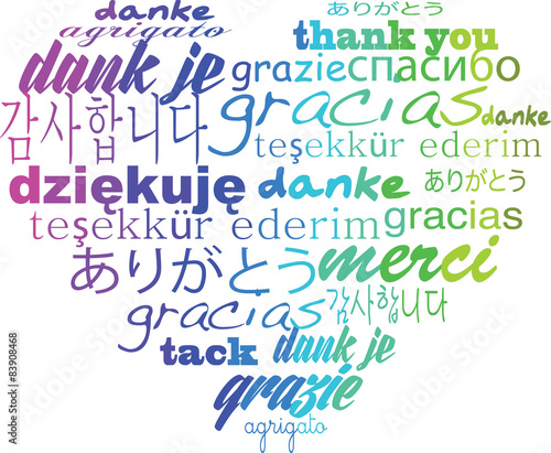 Fototapeta dla dzieci Thank you tagcloud - heart shape words