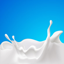 Vector Splash Of Milk - Design With Blue Background