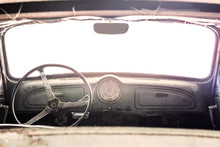 Interior Of A Classic Vintage Old Car