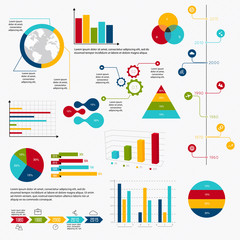 Wall Mural - business data market elements dot bar pie charts diagrams and gr
