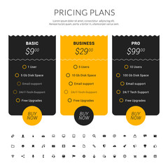 Wall Mural - vector pricing table in flat design style for websites