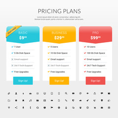 Wall Mural - vector pricing table in flat design style for websites