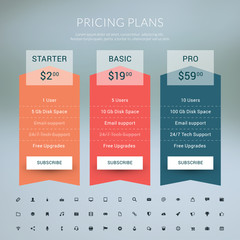 Wall Mural - vector pricing table in flat design style for websites