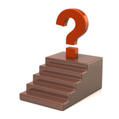 Wall Mural - Orange question mark sign on brown stairs