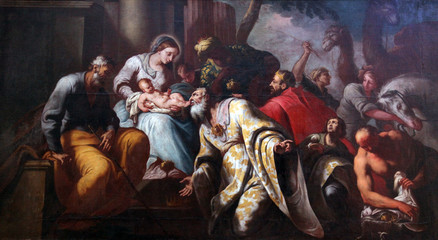 Wall Mural - Nativity Scene, Adoration of the Magi, Church of the Birth of the Virgin Mary, Prcanj, Montenegro