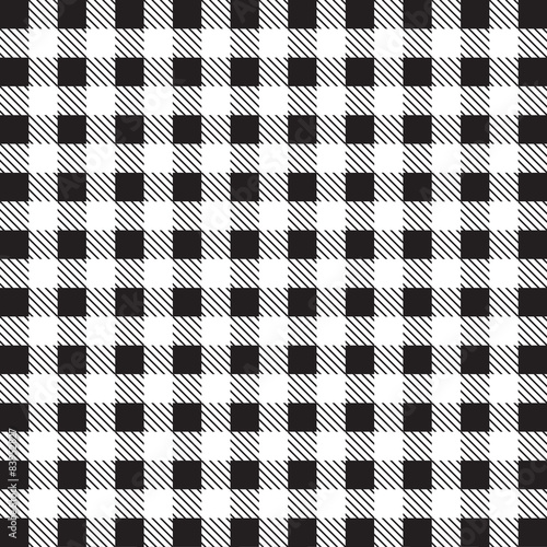 Naklejka - mata magnetyczna na lodówkę Gingham tablecloth pattern background black and white