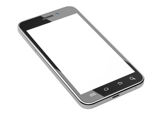 black smartphone with blank screen.