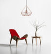 © Michael - Modern red chair with a himmeli diamond lamp