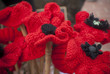 knitted poppies on remembrance anzac day