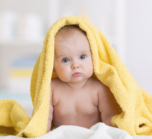 Baby Girl Under Towel After Bath