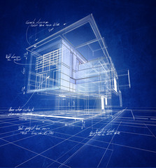 Aufkleber - Wireframe modern construction