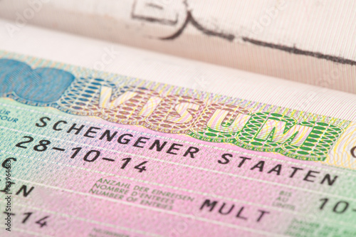 Fotografie, Obraz European Union Schengen countries visa in passport