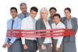© WavebreakmediaMicro - Unhappy business people surrounding by red strip