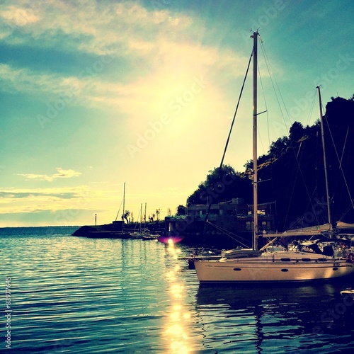 Fotografie, Obraz Sunset time in Porto Piccolo Harbor - Trieste Italy