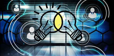 Poster - Composite image of linking light bulbs 