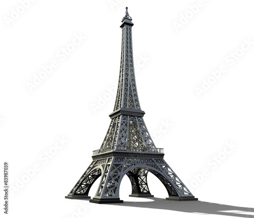 Fotografía  Eiffel tower isolated on a white background.