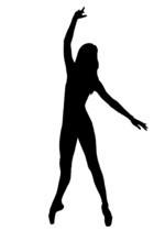 Silhouette Of Female Dancer In Black And White
