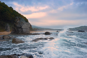 Mystical Sea coast after the typhoon.