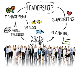 Wall Mural - Leader Leadership supporting Management Vision Concept