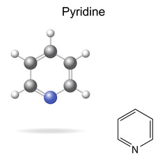 Sticker - Chemical formula and model of pyridine molecule