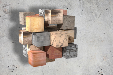 Wall Mural - textured stone cubes