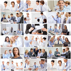 Poster - collage with many business people in office